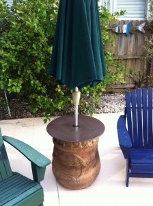 Close-up of Urn Umbrella Table