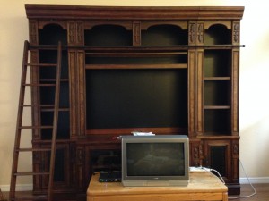 New Entertainment Center With Library Ladder. 
