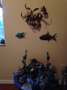 Round Table Filled with Marine Life Sculptures